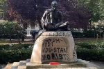 Mahatma Gandhi Statue in London news, Mahatma Gandhi Statue in London vandalized, iconic gandhi statue vandalised near london university, Police